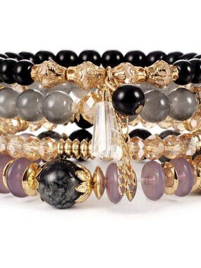 Multi-Color Bohemian Stretch Bracelets - 4 Piece Set for Summer and Daily Wear